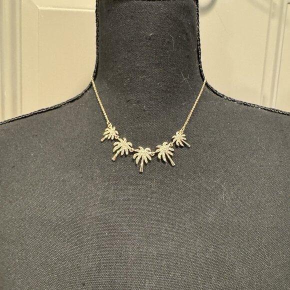 Lilly Pulitzer Dainty Goldtone Palm Tree CZ Short Statement Necklace 16" NEW - Picture 9 of 11